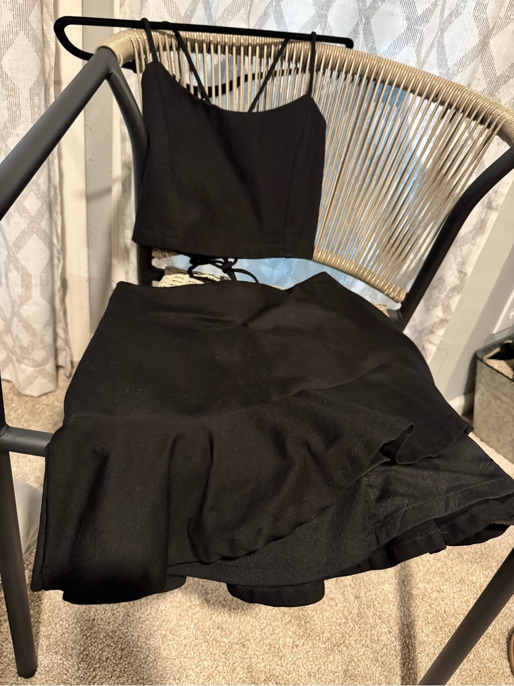 Lulu's Black Two-Piece Skirt Set with Crop Top